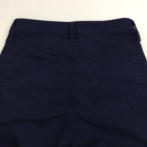 NWT L'AGENCE Dark Blue Denim Wide Leg Raw Edge Hem 5 Pocket Jeans - Picture 8 of 10